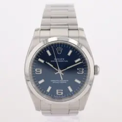 ROLEX OYSTER PERPETUAL 34MM BLUE DIAL STAINLESS STEEL AUTOMATIC MEN'S WRISTWATCH