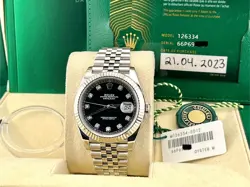 ROLEX DATEJUST 41 126334 BLACK DIAMOND DIAL STAINLESS STEEL BOX PAPER 2023