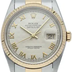 ROLEX DATEJUST MEN'S WATCH PYRAMID 16233(W) BOX WARRANTY K18YG/STAINLESS STE...