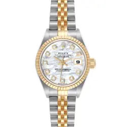 ROLEX DATEJUST STEEL YELLOW GOLD MOP DIAMOND DIAL LADIES WATCH 79173