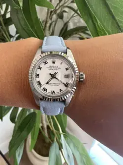 LADIES ROLEX OYSTER PERPETUAL DATEJUST WATCH 26MM WHITE ROMAN