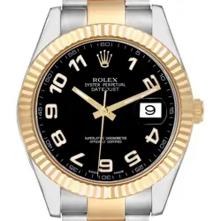 ROLEX DATEJUST II 41MM STEEL YELLOW GOLD BLACK ARABIC DIAL MENS WATCH 116333