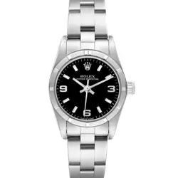 ROLEX OYSTER PERPETUAL NON DATE BLACK DIAL LADIES WATCH 76030