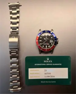 1970 Rolex GMT-Master Ref 1675 Pepsi on Oyster Bracelet w/ RSC Guarantee Card