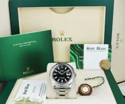 ROLEX 18KT WHITE GOLD & SS DATEJUST II 41MM BLACK INDEX DIAL 116334 - SANT BLANC