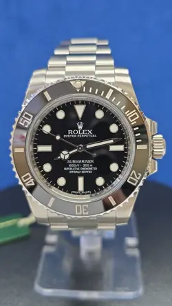 MINT ROLEX SUBMARINER 114060 SILVER OYSTER BRACELET BLACK BEZEL BOX AND PAPERS