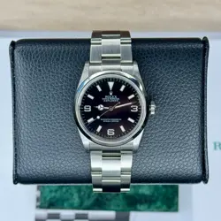 Rolex Mens Explorer 36mm Stainless Steel Black Dial Smooth Bezel Oyster 114270