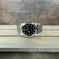 Rolex Mens Explorer 36mm Stainless Steel Black Dial Smooth Bezel Oyster 114270