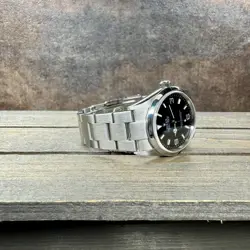 Rolex Mens Explorer 36mm Stainless Steel Black Dial Smooth Bezel Oyster 114270