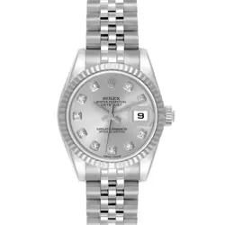 ROLEX DATEJUST STEEL WHITE GOLD DIAMOND LADIES WATCH 179174 BOX CARD