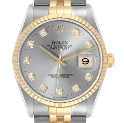 ROLEX DATEJUST 36 STEEL YELLOW GOLD DIAMOND DIAL MENS WATCH 16233 BOX PAPERS