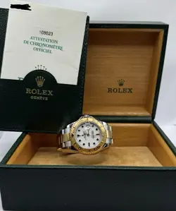 ROLEX YACHT-MASTER 168623 WHITE DIAL TWO-TONE 18K STAINLESS STEEL (H🐝)
