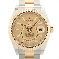 ROLEX SKY-DWELLER 326933 SS×YG AT CHAMPAGNE-FACE OYSTER BRACELET 1 EXTRA LINK