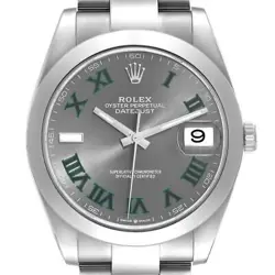 ROLEX DATEJUST 41 GREY GREEN WIMBLEDON DIAL STEEL MENS WATCH 126300 BOX CARD