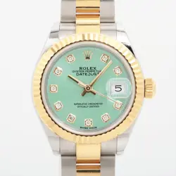 ROLEX DATEJUST 279173G SS×YG AT MINT GREEN TAPESTRY DIAL 2 EXTRA LINKS