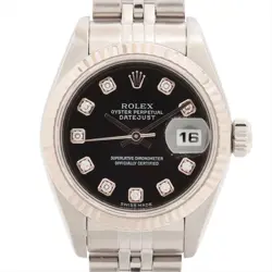 ROLEX DATEJUST 79174G SS×WG AT BLACK DIAL 2 EXTRA LINKS