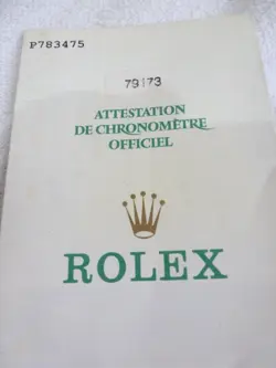 100% ORIGINAL ROLEX REFERENCE 79173 WARRANTY PAPER FROM  P SERIER