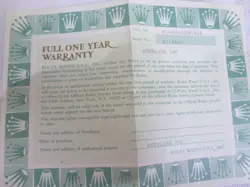 14000 WARRANTY PAPER