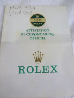100% ORIGINAL ROLEX REFERENCE 68273 WARRANTY PAPER FROM  SERIER