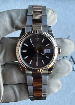 ROLEX DATEJUST 126331 ROSE GOLD CHOCOLATE DIAL OYSTER BRACELET COMPLETE SET
