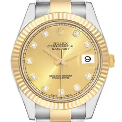 ROLEX DATEJUST II STEEL YELLOW GOLD DIAMOND MENS WATCH 116333 BOX CARD