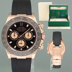 2020 NEW PAPERS ROLEX DAYTONA BLACK DIAL OYSTERFLEX 116515LN ROSE GOLD WATCH BOX