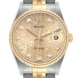 ROLEX DATEJUST STEEL YELLOW GOLD ANNIVERSARY DIAMOND DIAL MENS WATCH 16233