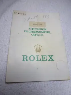 100% ORIGINAL ROLEX REFERENCE 68278 WARRANTY PAPER FROM  E SERIER