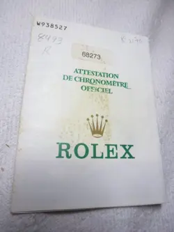 100% ORIGINAL ROLEX REFERENCE 68273 WARRANTY PAPER FROM W SERIER .