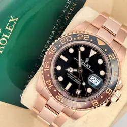 2021 ROLEX GMT-MASTER II ROOTBEER 126715CHNR EVEROSE GOLD OYSTER BOX PAPERS