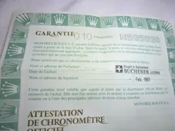 100% original Rolex reference 68273 Warranty Paper from  serier 1997