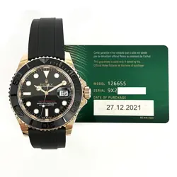 2021 ROLEX YACHT-MASTER 40 126655, ROSE GOLD, BLACK DIAL, BOX & PAPERS