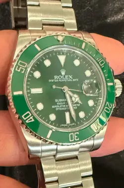 ROLEX SUBMARINER 116610LV SILVER OYSTER BRACELET WITH GREEN BEZEL (“HULK”)