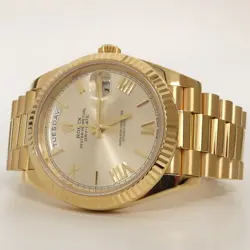ROLEX DAY-DATE 40 PRESIDENT SOLID 18K YELLOW GOLD SILVER ROMAN DIAL 228238