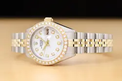 ROLEX LADIES DATE WHITE DIAMOND DIAL 14K GOLD STEEL 2-TONE JUBILEE WATCH