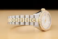 ROLEX LADIES DATE WHITE DIAMOND DIAL 14K GOLD STEEL 2-TONE JUBILEE WATCH