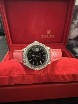 LADIES ROLEX OYSTER PERPETUAL DATE WATCH  26MM BLACK DATEJUST