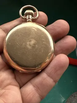 ROLEX FULL HUNTER GOLD PLATE POCKET WATCH CIRCA 1927 ENAMEL DIAL ALL WORKING