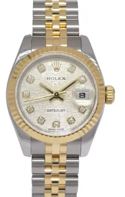 ROLEX DATEJUST 18K YELLOW GOLD/STEEL JUBILEE DIAMOND DIAL 26MM WATCH M 179173
