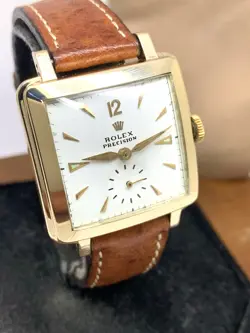 Rolex Precision 4645 Watch Vintage Swiss Automatic 14k Gold Case White Dial 31mm
