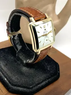 Rolex Precision 4645 Watch Vintage Swiss Automatic 14k Gold Case White Dial 31mm
