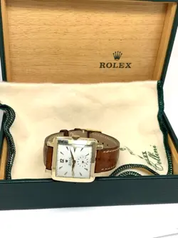 Rolex Precision 4645 Watch Vintage Swiss Automatic 14k Gold Case White Dial 31mm