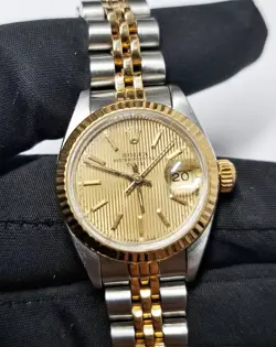 Vintage Rolex Datejust 69173 Ladies 18K Gold SS Two-Tone Jubilee Wrist Watch Box