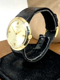 Rolex Men's Watch 9996 Vintage Swiss Mechanical 18k Gold Case Silver Dial 36mm