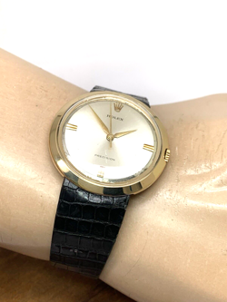 Rolex Men's Watch 9996 Vintage Swiss Mechanical 18k Gold Case Silver Dial 36mm