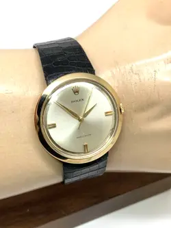 Rolex Men's Watch 9996 Vintage Swiss Mechanical 18k Gold Case Silver Dial 36mm