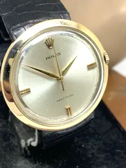 Rolex Men's Watch 9996 Vintage Swiss Mechanical 18k Gold Case Silver Dial 36mm