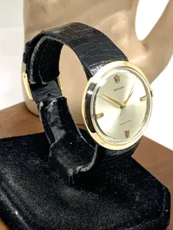Rolex Men's Watch 9996 Vintage Swiss Mechanical 18k Gold Case Silver Dial 36mm