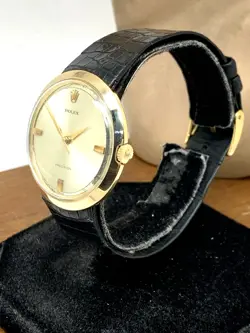 Rolex Men's Watch 9996 Vintage Swiss Mechanical 18k Gold Case Silver Dial 36mm
