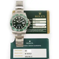 2012 ROLEX SUBMARINER DATE 'HULK' 116610LV, 40MM, STEEL, GREEN DIAL, BOX & PA...
